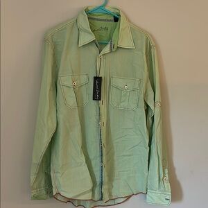 Arnold Zimberg Green button up long sleeve shirt